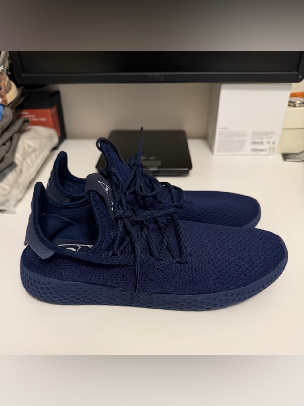 Adidas X Pharrell Tennis HU Shoes Sneakers Night Indigo Ink Navy Blue Men’s Sz 7